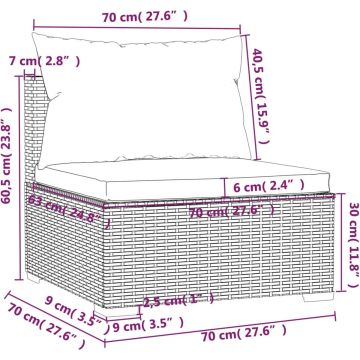 vidaXL 6-delige Loungeset met kussens poly rattan zwart