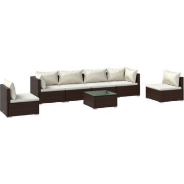 vidaXL 7-delige Loungeset met kussens poly rattan bruin