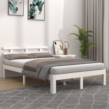 vidaXL Bedframe massief hout wit 120x190 cm 4FT Small Double