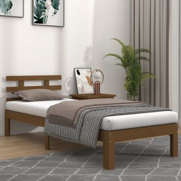 vidaXL Bedframe massief hout honingbruin 100x200 cm