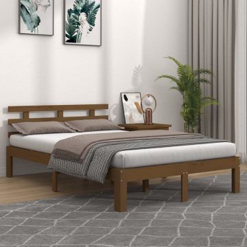 vidaXL Bedframe massief hout honingbruin 150x200 cm 5FT King Size