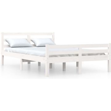 vidaXL Bedframe massief hout wit 120x200 cm