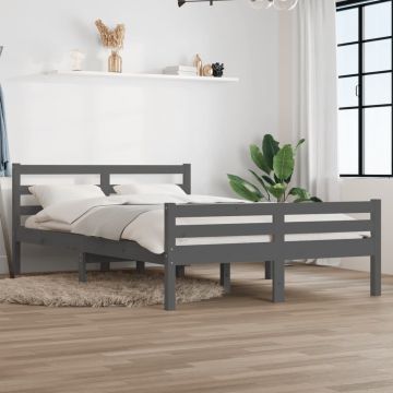 vidaXL Bedframe massief hout grijs 120x200 cm