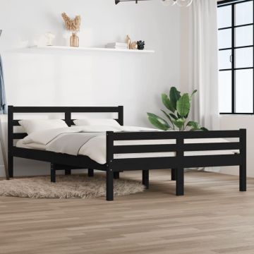 vidaXL Bedframe massief hout zwart 120x200 cm