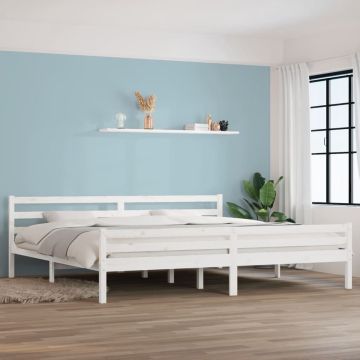 vidaXL Bedframe massief hout wit 180x200 cm 6FT Super King