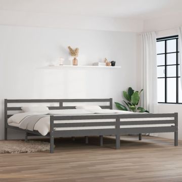 vidaXL Bedframe massief hout grijs 200x200 cm