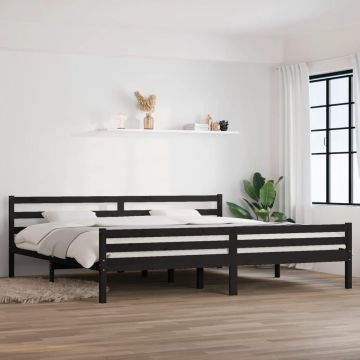 vidaXL Bedframe massief hout zwart 200x200 cm