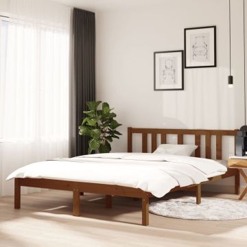 vidaXL Bedframe massief hout honingbruin 135x190 cm 4FT6 Double