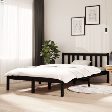 vidaXL Bedframe massief hout zwart 120x200 cm