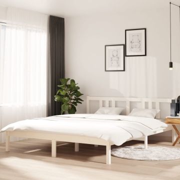 vidaXL Bedframe massief hout wit 160x200 cm