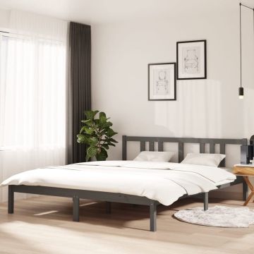 vidaXL Bedframe massief hout grijs 160x200 cm