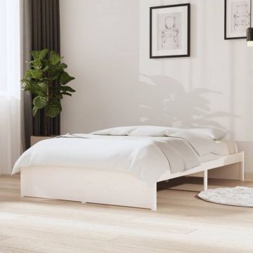 vidaXL Bedframe massief hout wit 120x190 cm 4FT Small Double