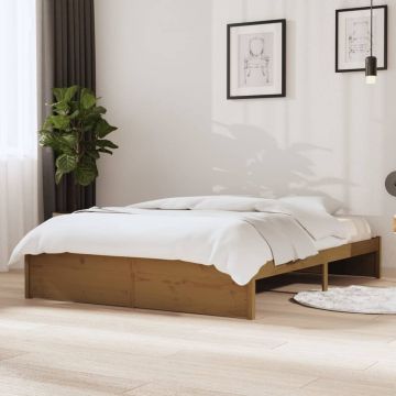 vidaXL Bedframe massief hout honingbruin 140x190 cm