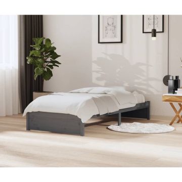 vidaXL Bedframe massief hout grijs 90x200 cm