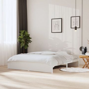 vidaXL Bedframe massief hout wit 180x200 cm 6FT Super King