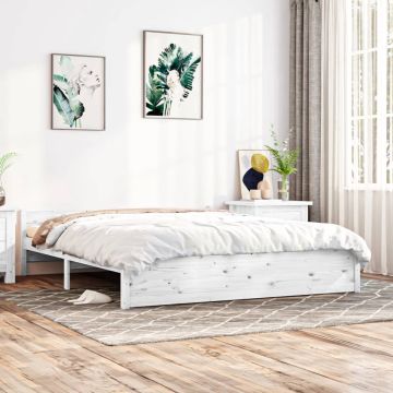 vidaXL Bedframe massief hout wit 200x200 cm