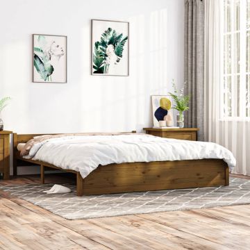 vidaXL Bedframe massief hout honingbruin 200x200 cm