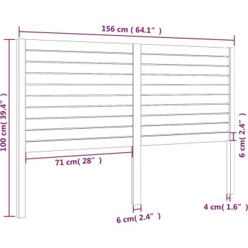 vidaXL Hoofdbord 156x4x100 cm massief grenenhout