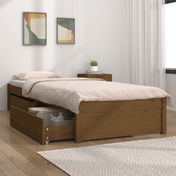 vidaXL Bedframe met lades honingbruin 90x200 cm