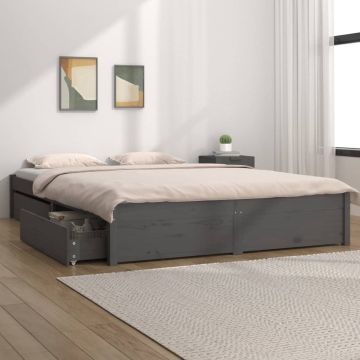 vidaXL Bedframe met lades grijs 140x200 cm