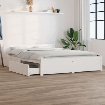 vidaXL Bedframe met lades wit 135x190 cm 4FT6 Double