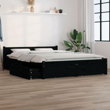 vidaXL Bedframe met lades zwart 135x190 cm 4FT6 Double