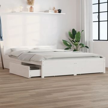 vidaXL Bedframe met lades wit 140x190 cm