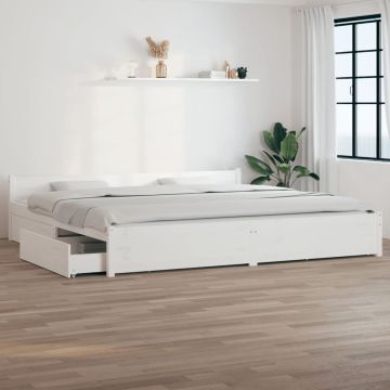 vidaXL Bedframe met lades wit 180x200 cm 6FT Super King