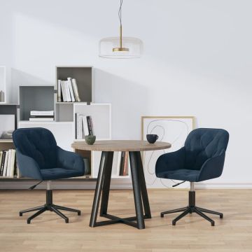 vidaXL Eetkamerstoelen draaibaar 2 st fluweel blauw