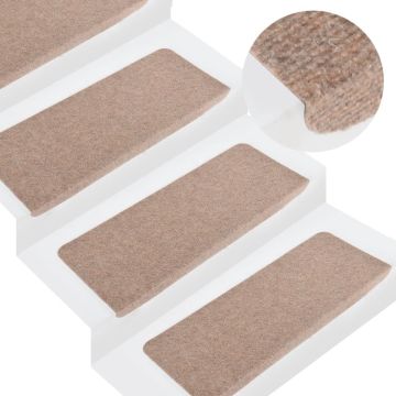 vidaXL Trapmatten zelfklevend 15 st 65x24,5x3,5 cm beige