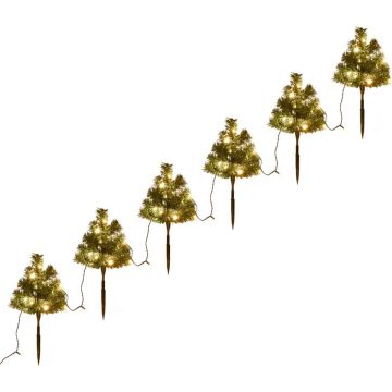 vidaXL Tuinpadkerstbomen 6 st met warmwitte LED's 45 cm PVC