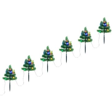 vidaXL Tuinpadkerstbomen 6 st met meerkleurige LED's 45 cm PVC