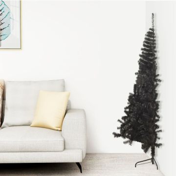 vidaXL Kunstkerstboom met standaard half 150 cm PVC zwart