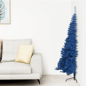 vidaXL Kunstkerstboom met standaard half 120 cm PVC blauw