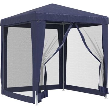 vidaXL Partytent met 4 mesh zijwanden 2x2 m HDPE blauw