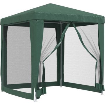 vidaXL Partytent met 4 mesh zijwanden 2x2 m HDPE groen