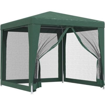 vidaXL Partytent met 4 mesh zijwanden 2,5x2,5 m HDPE groen