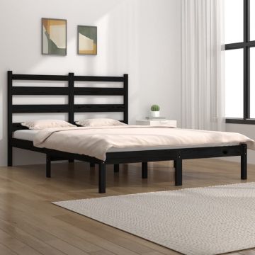 vidaXL Bedframe massief grenenhout zwart 120x190 cm 4FT Small Double