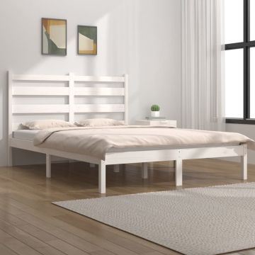 vidaXL Bedframe massief grenenhout wit 140x190 cm