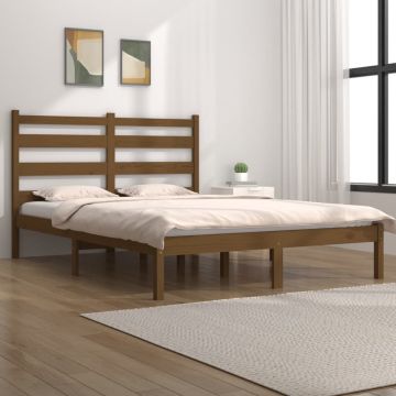 vidaXL Bedframe massief grenenhout honingbruin 120x200 cm