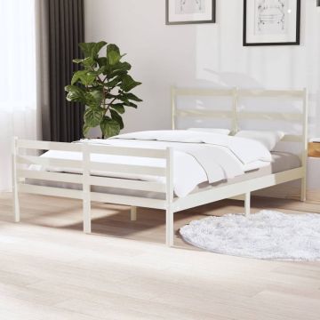 vidaXL Bedframe massief grenenhout wit 120x190 cm 4FT Small Double