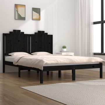 vidaXL Bedframe massief grenenhout zwart 140x190 cm