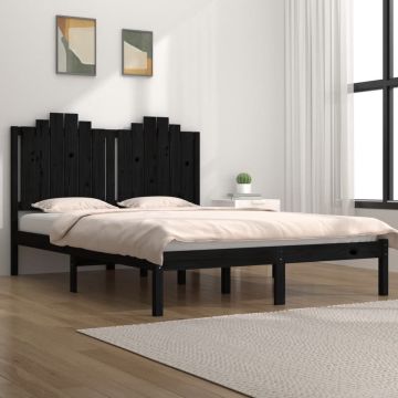 vidaXL Bedframe massief grenenhout zwart 140x200 cm