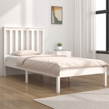 vidaXL Bedframe massief grenenhout wit 75x190 cm 2FT6 Small Single