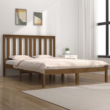 vidaXL Bedframe massief grenenhout honingbruin 120x200 cm