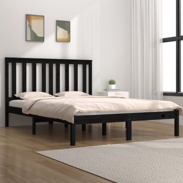 vidaXL Bedframe massief grenenhout zwart 140x200 cm