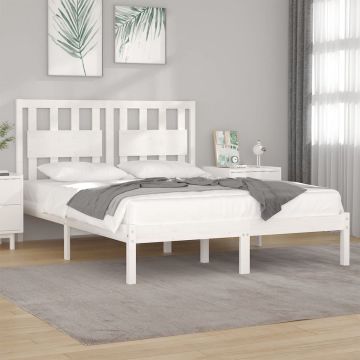 vidaXL Bedframe massief grenenhout wit 120x190 cm 4FT Small Double