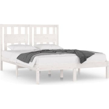 vidaXL Bedframe massief grenenhout wit 200x200 cm