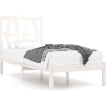 vidaXL Bedframe massief grenenhout wit 90x190 cm 3FT Single