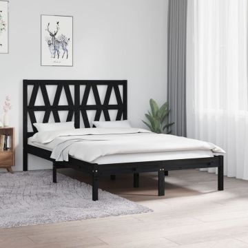 vidaXL Bedframe massief grenenhout zwart 120x190 cm 4FT Small Double